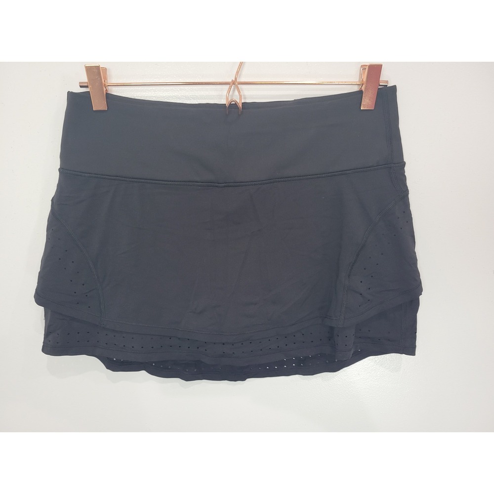 Athleta Black Perforated Skort Athletic‎ Tennis Golf Running Workout Skirt M